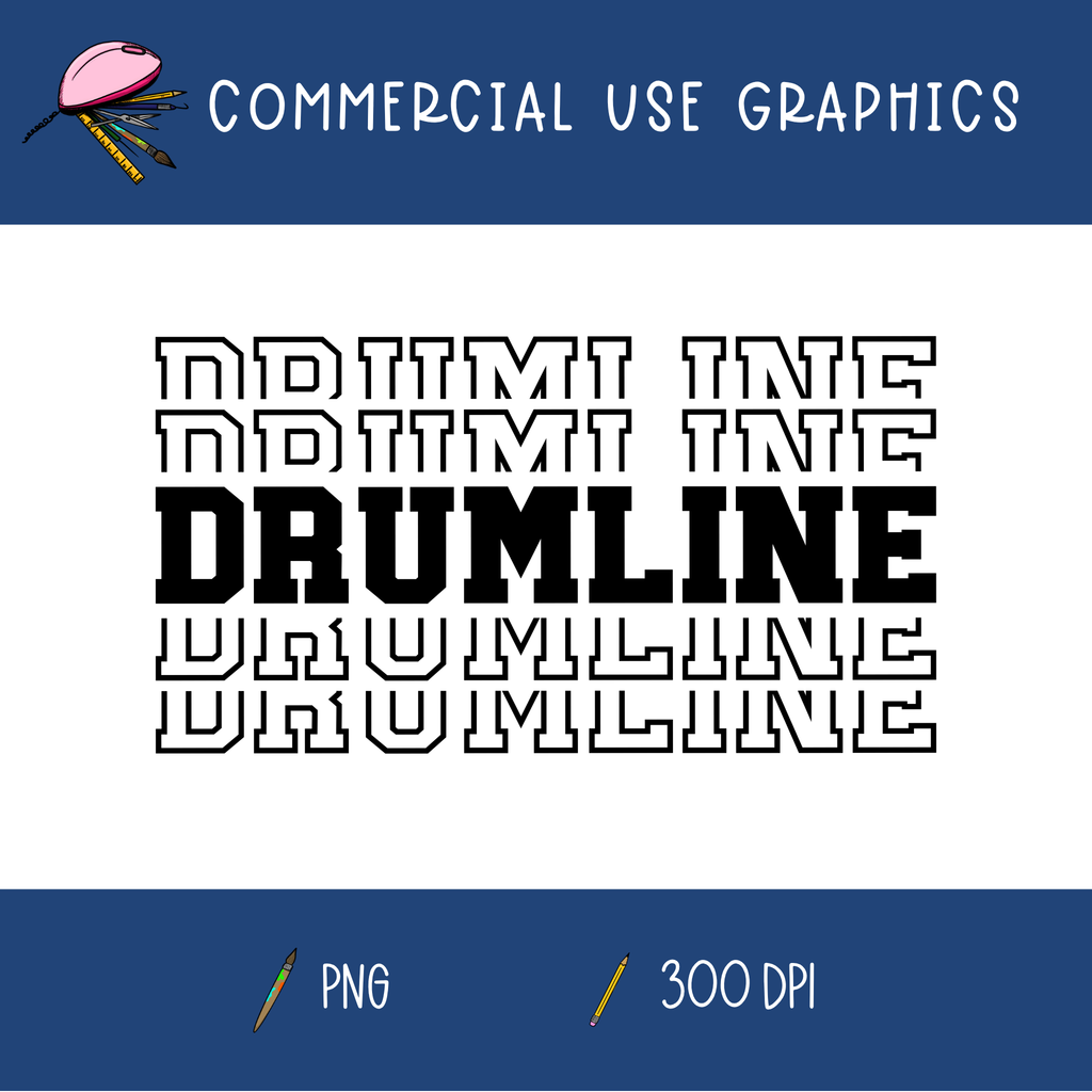 Drumline Stacked Text Graphic