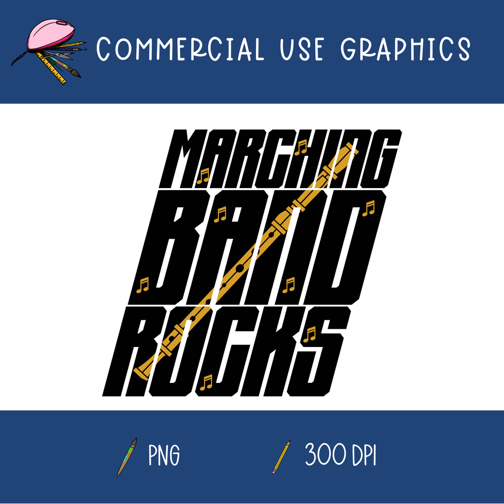 Marching Band Rocks - Flute Graphic