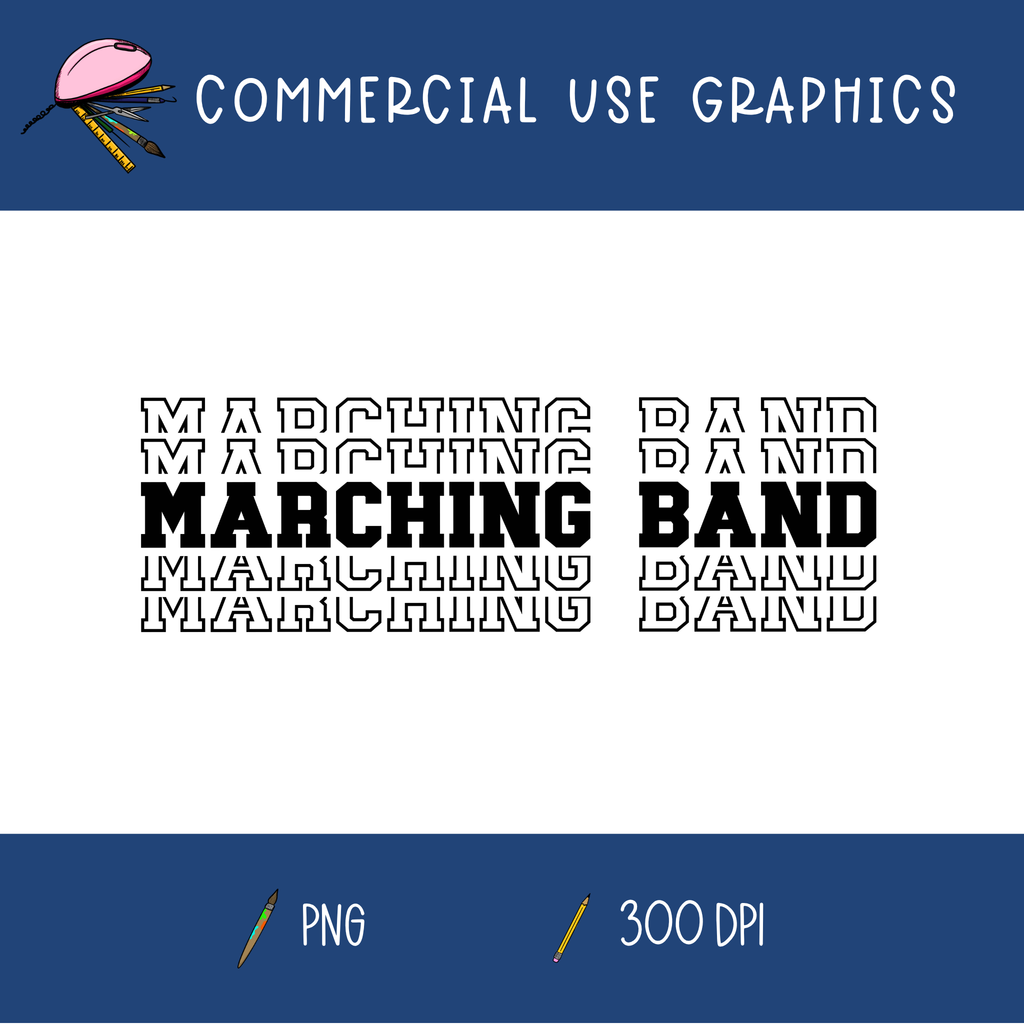 Marching Band Stacked Text Graphic