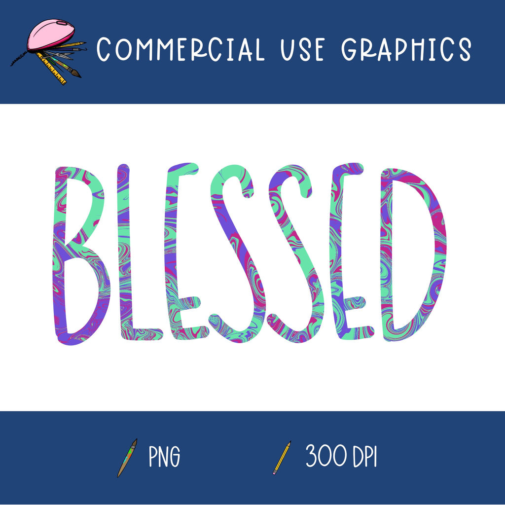 Blessed Swirl Word Graphic