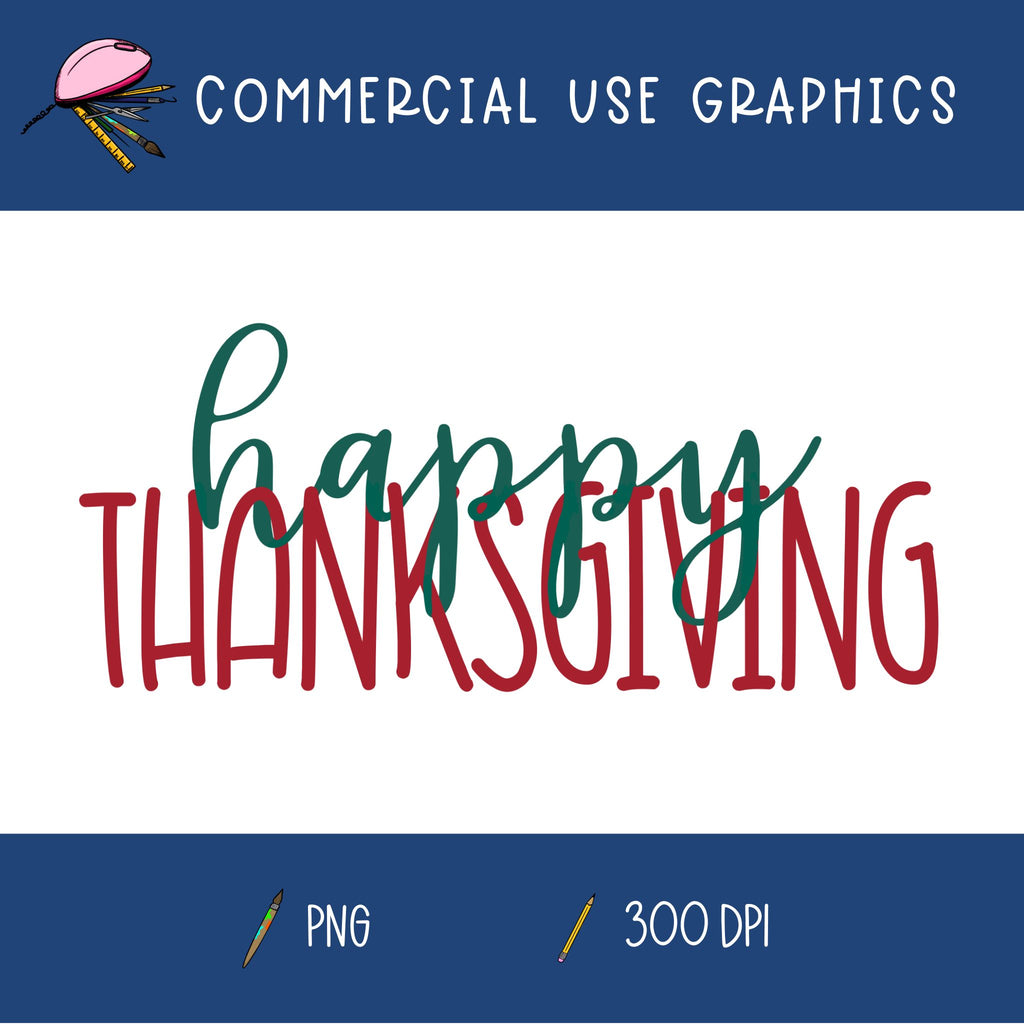 Happy Thanksgiving Interlocking Text Graphic