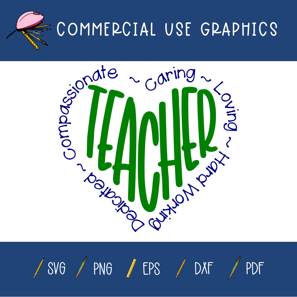 Teacher Heart with Wording Graphic